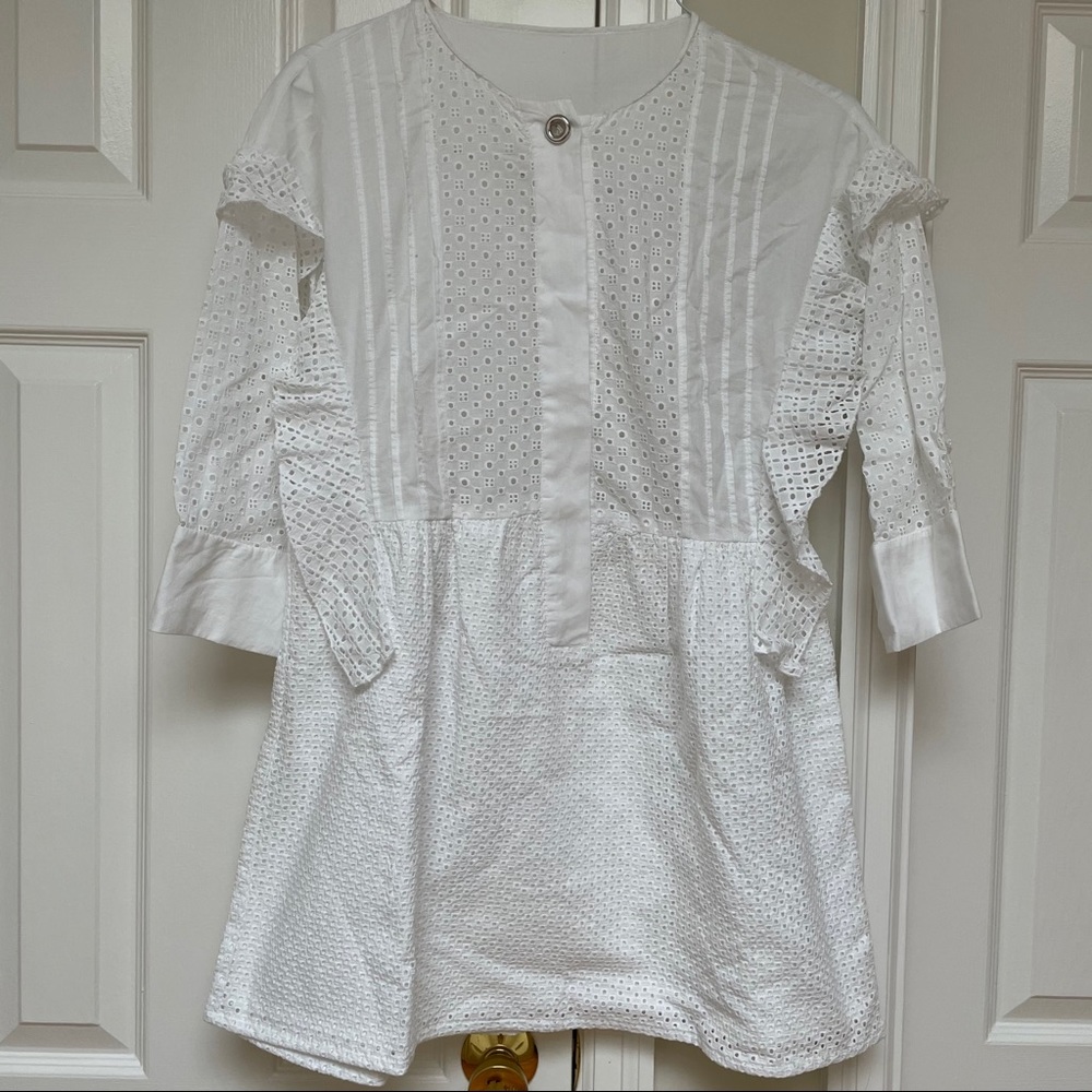 Cotton Lace Long Sleeve Mini Dress